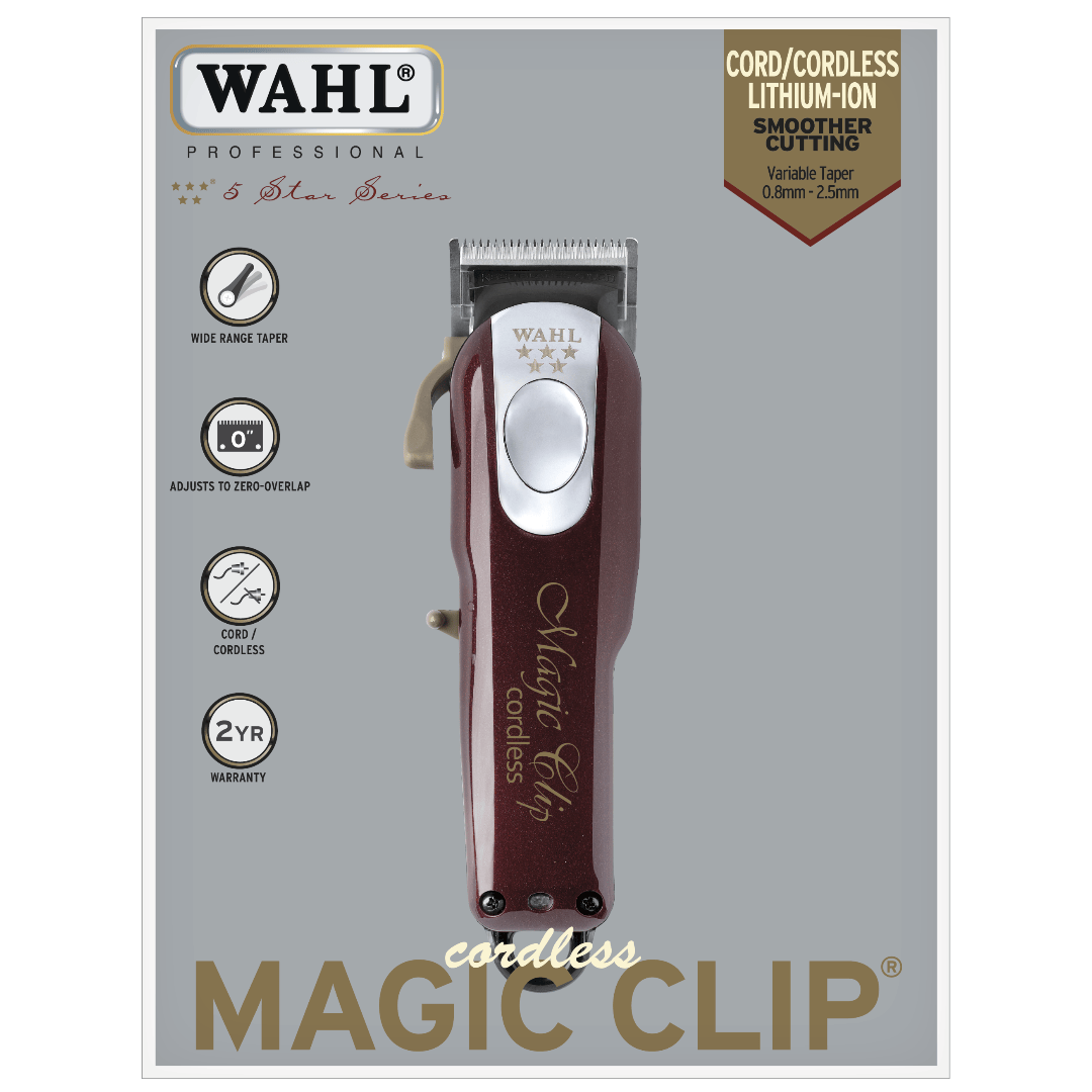 Wahl Cordless Magic Clip 5-Star in rood - verpakking vooraanzicht.
