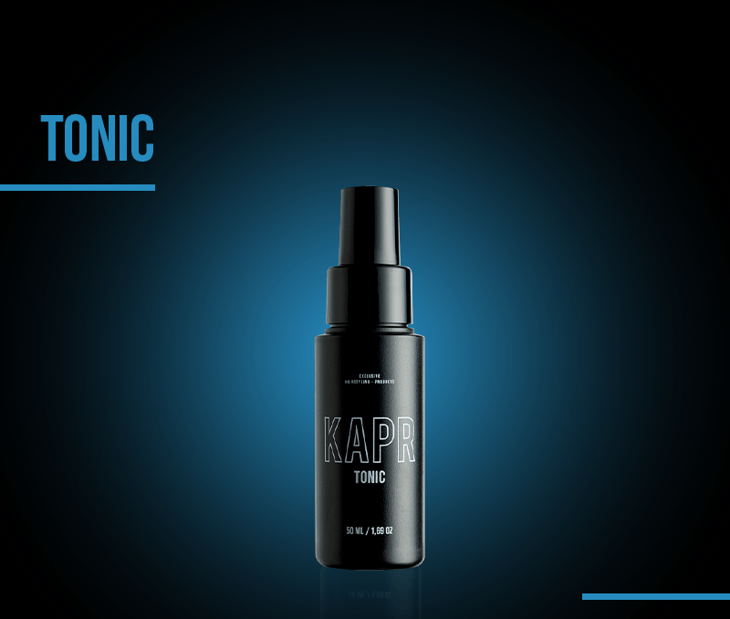 KAPR Hair Tonic 50ml reisformaat – productfoto op transparante achtergrond.