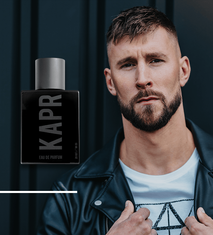 KAPR Mannen Parfum 50ml – productfoto op transparante achtergrond.