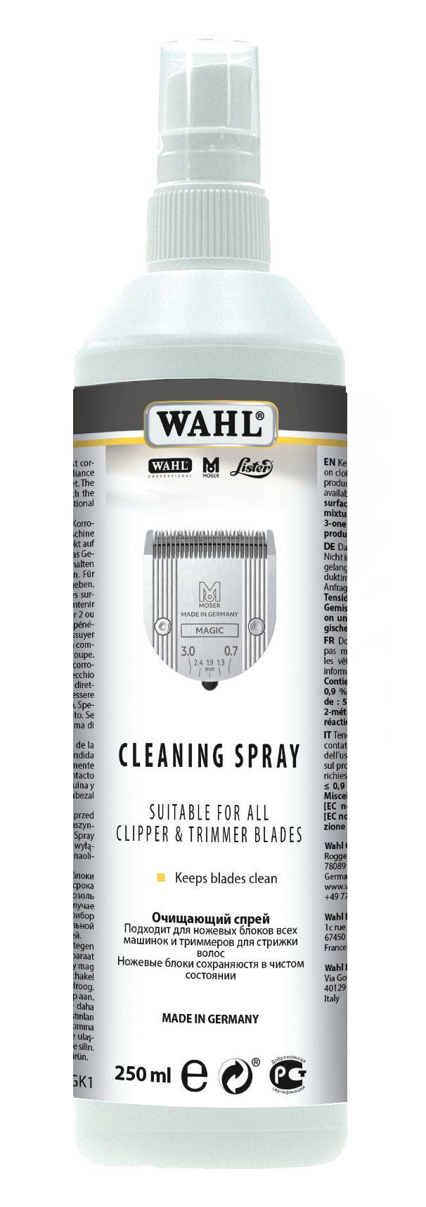 Wahl Cleaning Spray 250ml – reinigingsspray voor tondeuses en trimmers.