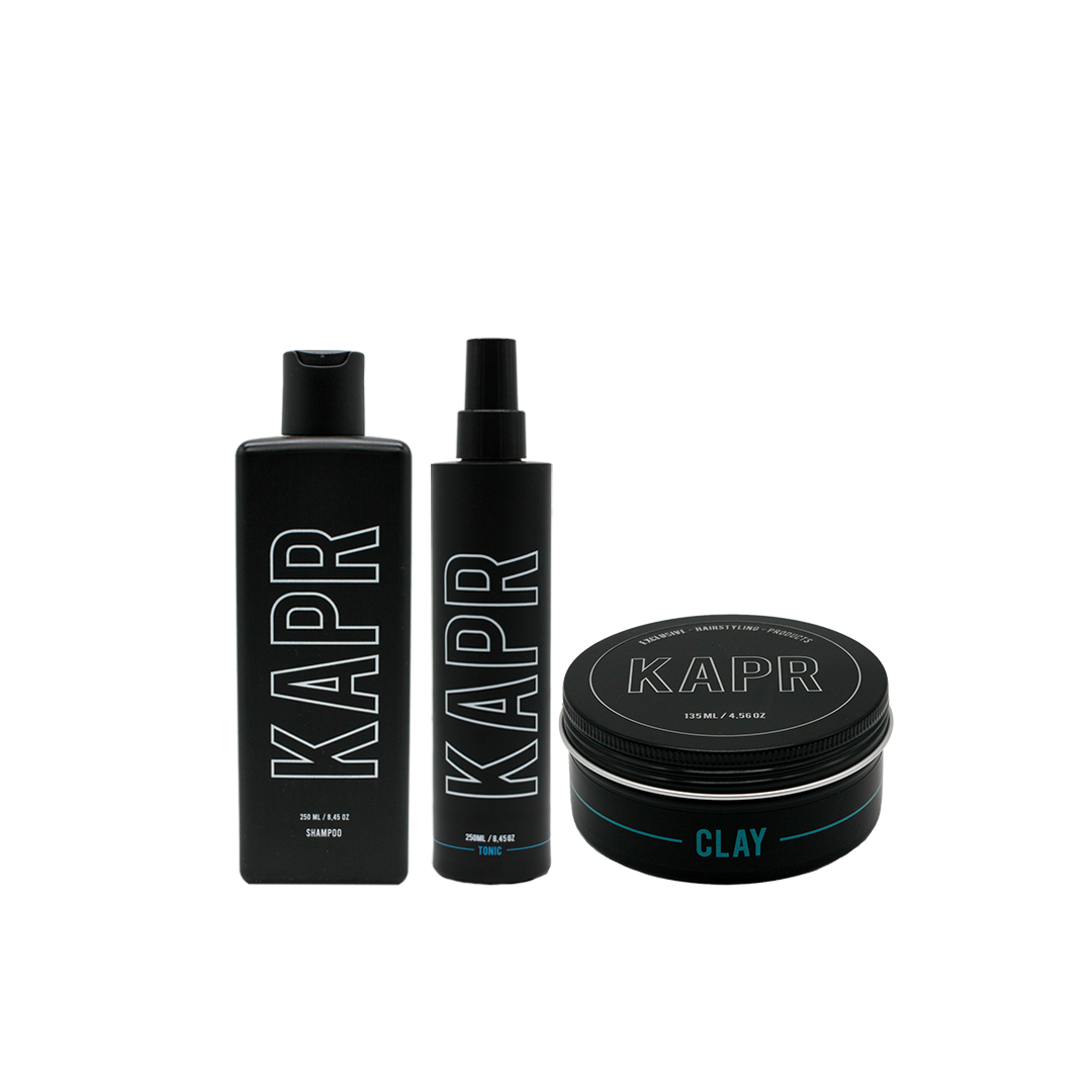 KAPR Complete Routine Pre-Styling met Clay – verzorging, pre-styling en styling in één set.