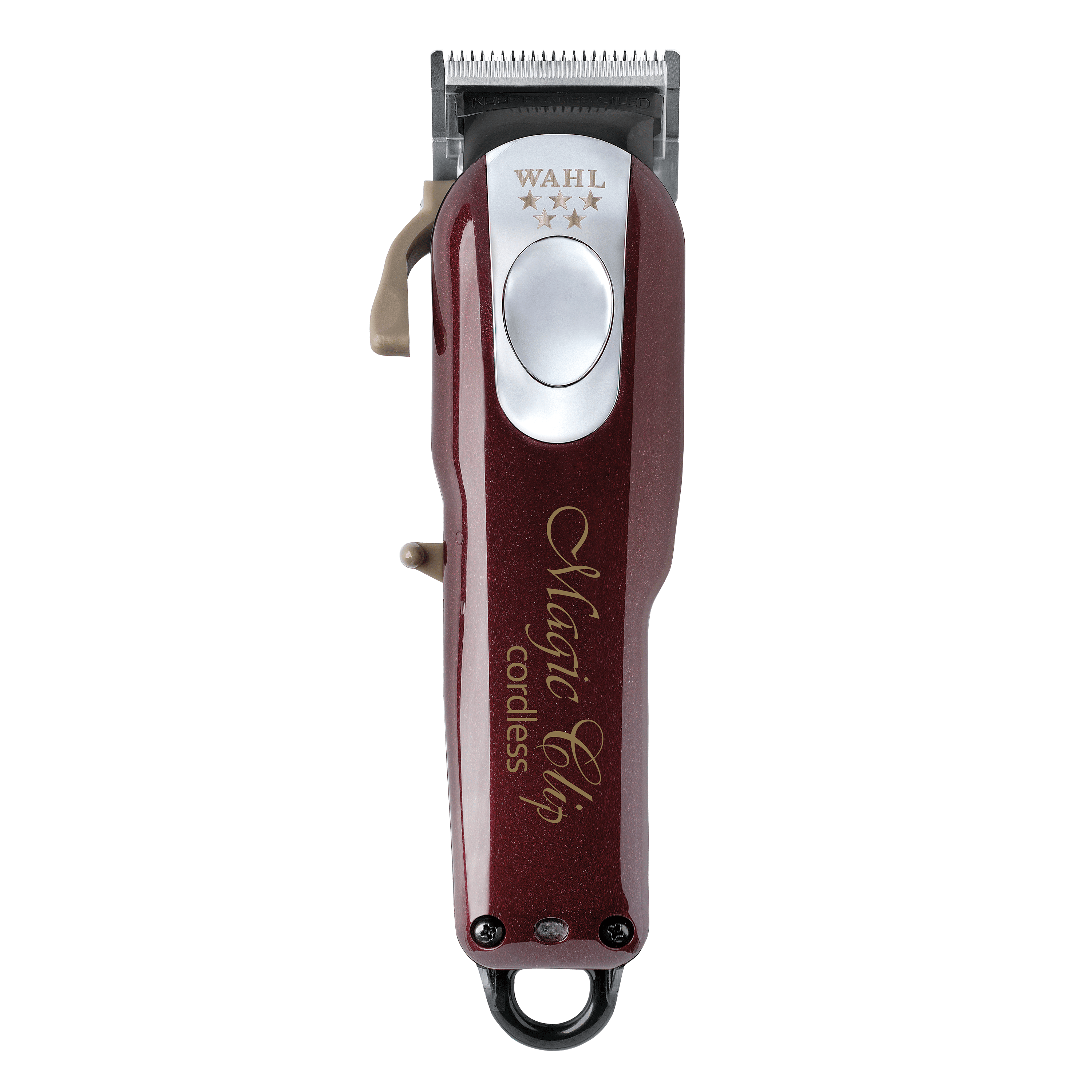 Wahl Cordless Magic Clip 5-Star in rood - draadloze tondeuse, vooraanzicht.