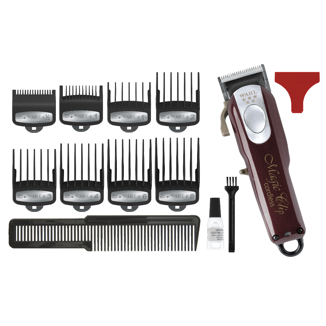 Wahl Cordless Magic Clip 5-Star in rood - complete set.