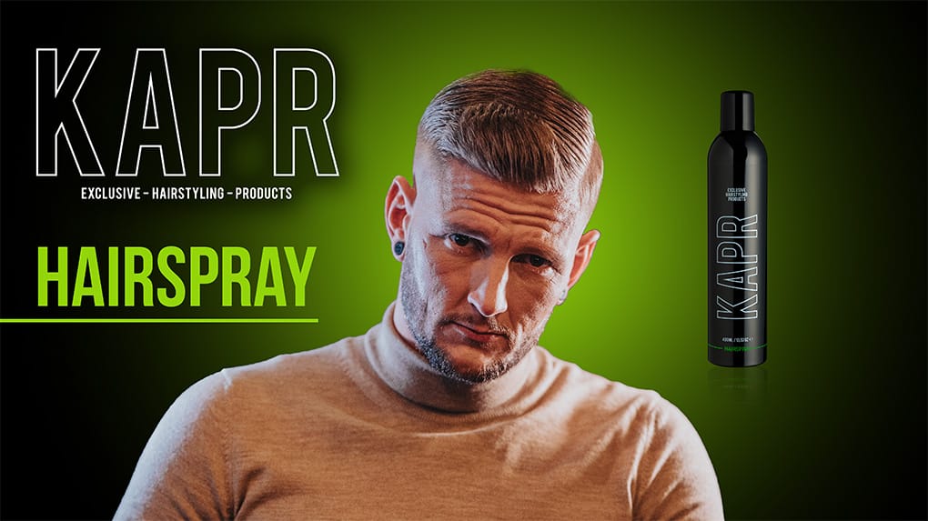KAPR Hairspray – productbanner met sfeerbeeld.
