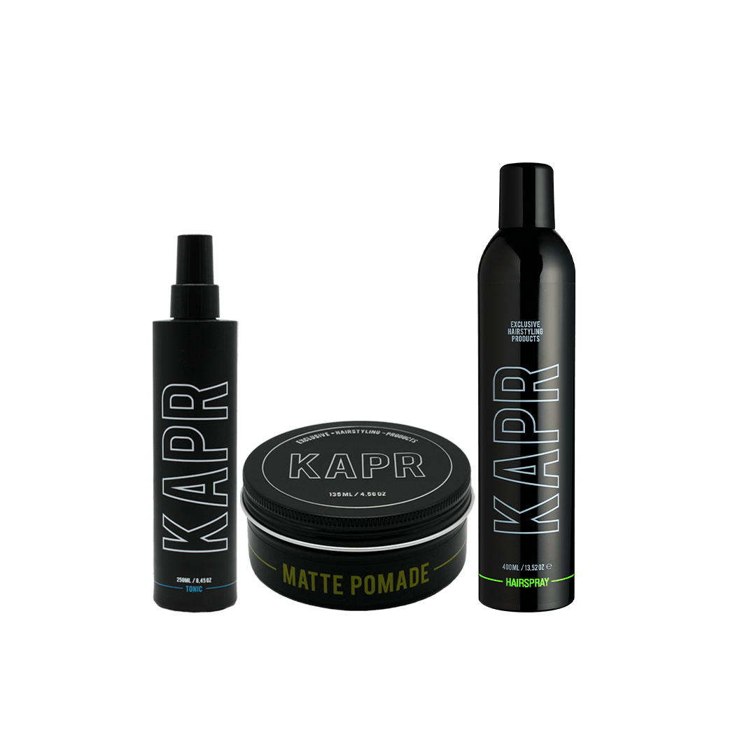 KAPR Styling Routine Strong Hold met Matte Pomade – stylingset voor sterke hold.