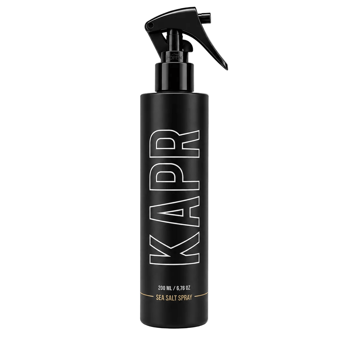 KAPR Sea Salt Spray Beach Tonic 200ml – zwarte sprayfles met wit logo.