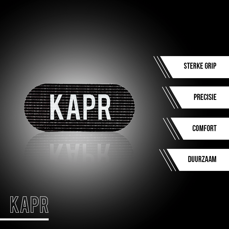 5. KAPR Grippers verpakking met modern zwart design en wit logo – premium barbershop product.