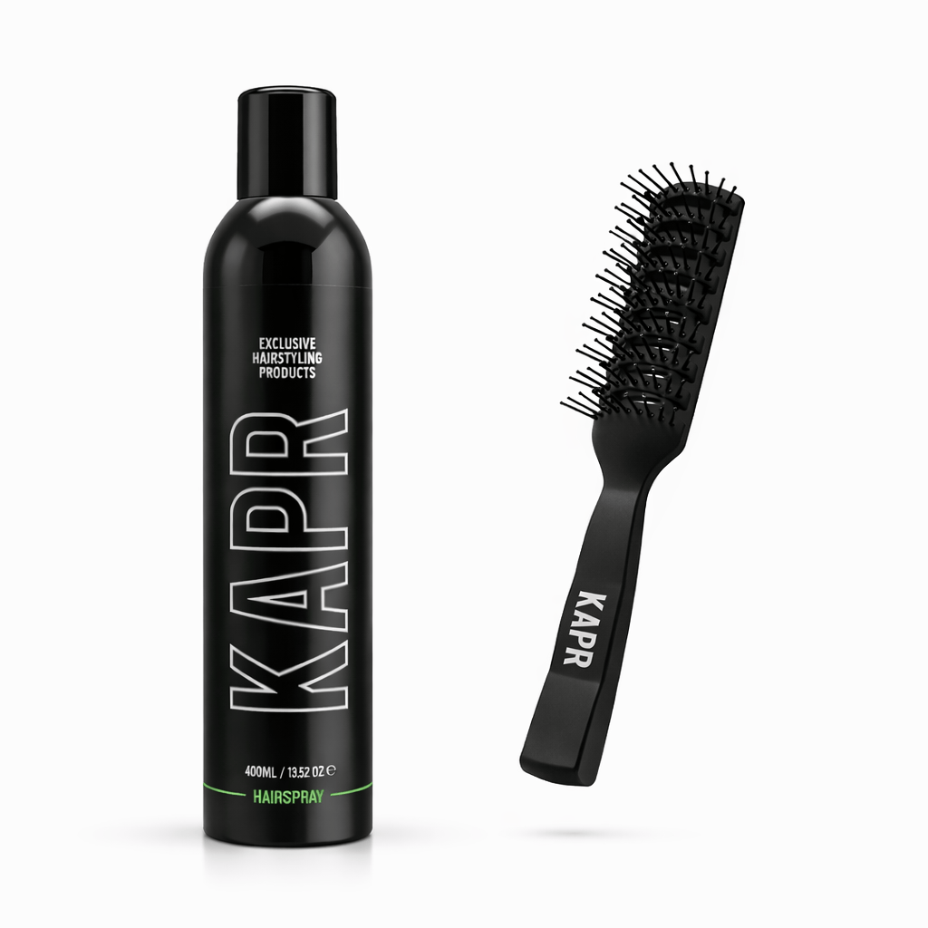 KAPR Hairspray 400ml bundel met gratis föhnborstel.