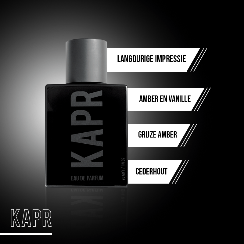 KAPR Mannen Parfum – premium geur met zelfvertrouwen en klasse.