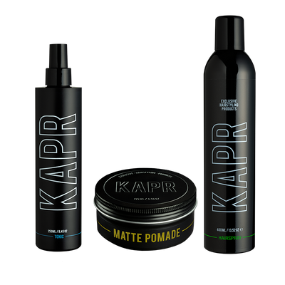 Matte Pomade 135ml, Tonic 250ml en Hairspray 400ml