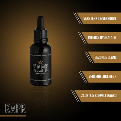 KAPR Beard Oil – luxe baardolie met glans en verzorgende werking.