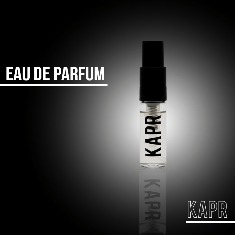 KAPR Parfum – zwarte flacon met exclusieve geur voor mannen.